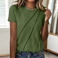 thumbnail image 2 of ClodeEU Women's Crew Neck Short Sleeve Ruched T-Shirt,Casual Fitted Solid Basic Top Army Green,Women's Plus L, 2 of 7