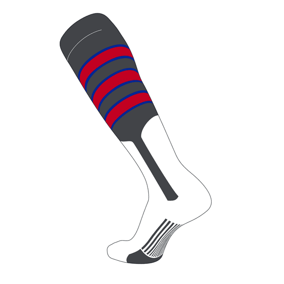 TCK Elite Baseball Knee High Stirrup Socks (D, 9in) Graphite, Royal, Red (L)