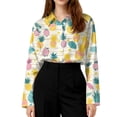 thumbnail image 4 of Hawaiian Womens Shirt Floral Long Sleeve Button Down Shirt Soft Cool Summer Hawaii Shirts, 4 of 5