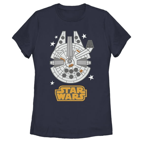 Women's Star Wars Cartoon Millennium Falcon Graphic Tee Navy Blue Medium