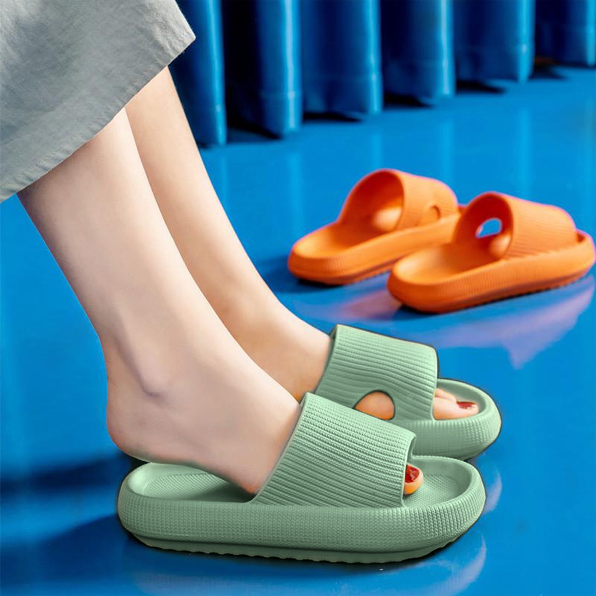 Evlmd Cloud Slide Sandal for Women and Men, Pillow Slippers Thicken Sole Slide, Shower Bathroom Slides Sandals, Slides Super Comfy Soft Foam Slip-Resistant Slides