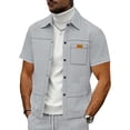 thumbnail image 4 of Western Shirts for Men Short Sleeve Waffle Pearl Snap Shirts for Men Button Up Shirt Cowboy Casual Work Shirt Size 3XL Gray, 4 of 5