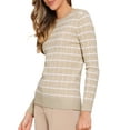 thumbnail image 4 of INSPIRE CHIC Casual Sweater for Women's Striped Round Neck Hollow Work Fall Winter Trendy Sweaters S Beige, 4 of 5
