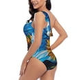 thumbnail image 4 of Sikiie Starry Night Sunflower Field Print Women One Piece Swimsuits Tummy Control One Shoulder Bathing Suits Ruffle Swimwear, From S to XXL-Medium, 4 of 6