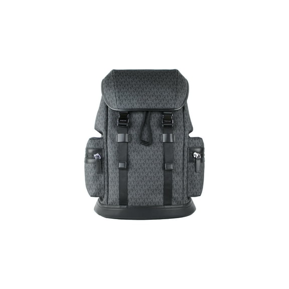 Michael Kors Men's Cooper Large Black Signature PVC Leather Multi Pocket Backpack Bag