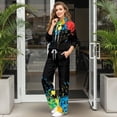 thumbnail image 3 of Xixirimido Colorful Paint Splatter Print Womens Sweatsuits 2 Piece Outfits Long Sleeve Sweatshirt Wide Leg Sweatpants Matching Set Fall Winter Fashion Tracksuit Oversized, Medium, 3 of 7