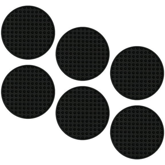 Raindrops Heat-Resistant Silicone Coasters Anti-Skid for Cups Black 6Pcs