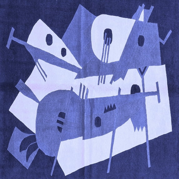 Ahgly Company Indoor Square Abstract Blue Modern Area Rugs, 8' Square