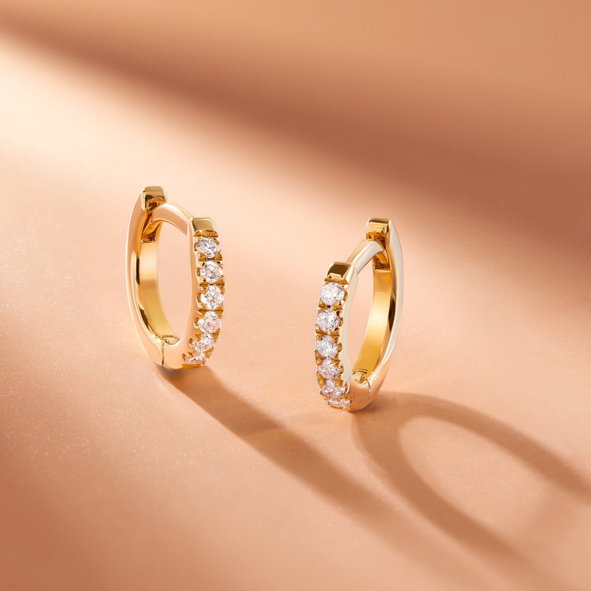 Forever Facets 1/8 CT TW Lab Grown Diamond Hoops in 18k Gold over Sterling Silver, Adult Female