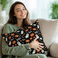 thumbnail image 3 of Throw Pillow Covers 16x16 Inch Set of 2 Black Cute Ghost Boo Halloween Decorative Pillow Covers Orange Pumpkin Bone Linen Cushion Cover Pillowcase for Sofa Couch Bed Home Decor, 3 of 9