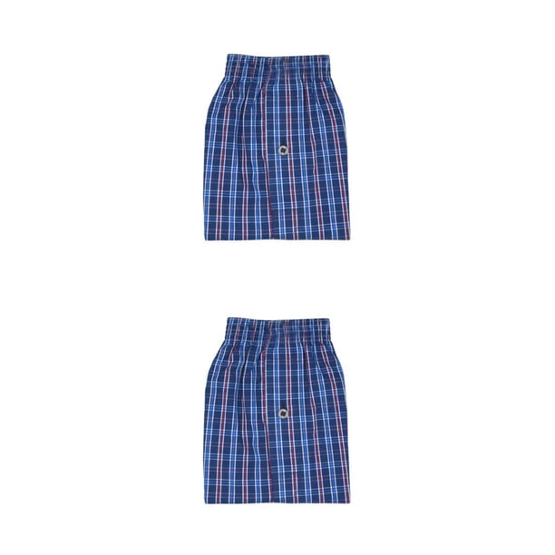 Guardurnaity Ropa interior de hombre, bóxer tejido, pantalones cortos masculinos, ropa interior suelta, mano de obra fina, ropa de dormir flexible Azul oscuro SG 2piezas