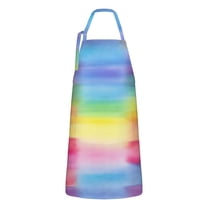 Colorful Watercolor Stripe Pattern Apron-Garden Aprons for Women with Pockets-Cotton Linen Waterproof Kitchen Cooking Gardening Aprons Adjustable for Kitchen,Cooking,BBQ and Salon 33x27 Inch