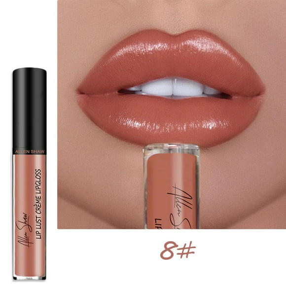 1pcs Waterproof Lip Gloss, 12 Color Cream Texture Lipstick Waterproof, Allen Shaw Lip Lust Creme Lip Gloss Waterproof Long Lasting Liquid Lipstick for Women(8#)