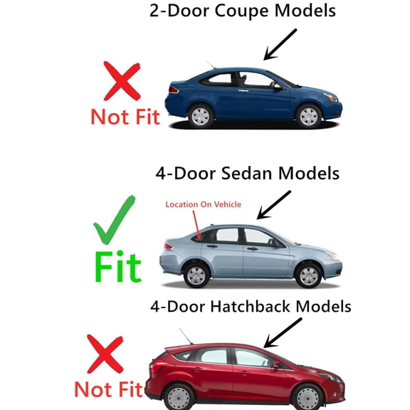 Passenger Right Side Rear Quarter Glass Quarter Window Compatible with Ford Focus 4 Door Sedan 2008-2011 Models
