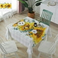 thumbnail image 4 of Rectangle Tablecloth Waterproof for Kitchen, Farmhouse Yellow Daisy White Plaid Buffalo Polyester Wrinkle Textured Tablecloths, Indoor/Outdoor Decor Desktop Protectors Tablecloths, 54"x54", 4 of 5