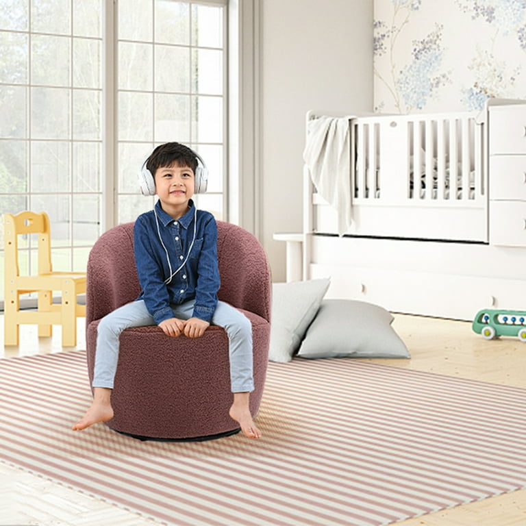Muumblus Swivel Accent Chair Barrel Chair Round Sherpa Armchair