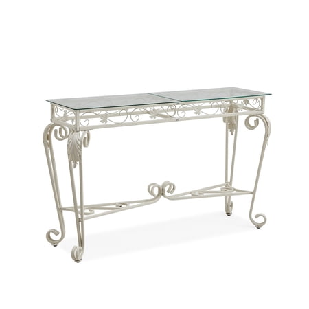 White Tempered Glass Console Table, Glass & Metal