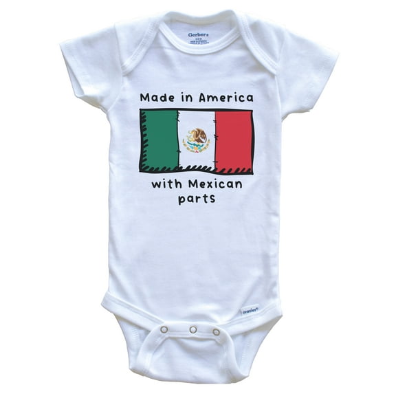 Made In America With Mexican Parts Mexico Flag Baby Bodysuit