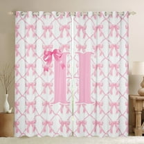 jejeloiu Letter H Monogrammed Curtains Pack of 2 (42x84 Each),Cartoon Bow Tie Curtains Blackout,Pink Bowtie Ribbon Bedroom Curtains For Girls,Microfiber Room Decorative
