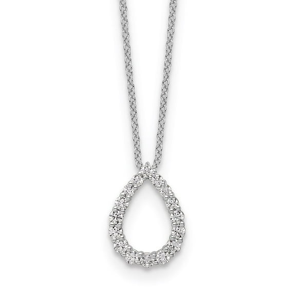 Auriga 14K White Gold 1.8 mm Lab Grown Diamond Teardrop Pendant with Chain Necklace for Women 18"