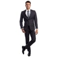 thumbnail image 3 of Charcoal Grey Men's Hybrid-Fit 3pc Paisley Suit w/ Wide Black Shawl Collar, 3 of 4
