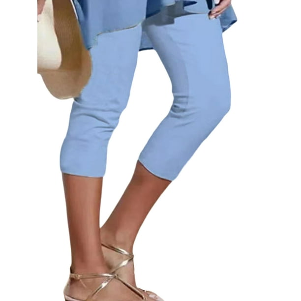 Capreze Capri Jeggings for Women High Waist Yoga Pants Slim Leg