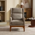 thumbnail image 2 of Taupe Modern Accent Chair, 26.19" Wide With Blend Fabric And Wood Legs For Living, Bedroom, Reading, Office Spaces Armchair, High Back Walnut Settings, 2 of 6