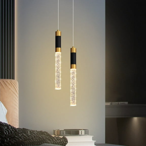 Black & Gold LED Mini Pendant Light with Acrylic Shade – 1-Light