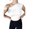 thumbnail image 3 of Women'S Off the Shoulder Tops Mental Elegant Asymmetrical Dressy Top Going Out Outfits White XS, 3 of 9