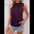 thumbnail image 4 of Blusas Sin Mangas de Encaje para Mujer, Blusas Plisadas de Verano 2025, Blusas Elegantes e Informales Sin Mangas. Vino Tinto S, 4 of 9