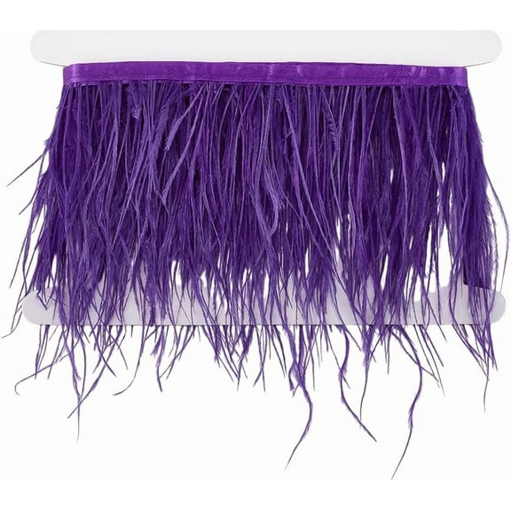2.2 Yards Purple Ostrich Feather Trim 8.3-10.6 Inch Width Fringe Trim Sewing Feather Trim Ribbon Feather Sewing Craft Decor for DIY Sewing Clothing Accessories Home Party Costumes Decoration