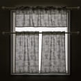 thumbnail image 3 of Vintage Farmhouse Linen Kitchen Curtain in Ivory/Light Gray, French Country Shabby Cottage Rustic Cabin Tier Cafe Curtain 36 Inch Length 2 Panels Small Short Window Curtain Panel for Bathroom, 3 of 6