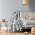 thumbnail image 6 of Sterling Birch Harbor Striped Organic Cotton Throw Blanket, Gray & White, 50" x 60", 6 of 9