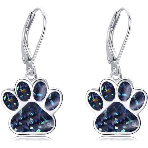 JUSORA Paw Print Earrings S925 Sterling Silver Paw Drop Dangle Earrings Dog Cat Pet Paw Jewelry Gifts for Women