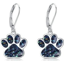 JUSORA Paw Print Earrings S925 Sterling Silver Paw Drop Dangle Earrings Dog Cat Pet Paw Jewelry Gifts for Women