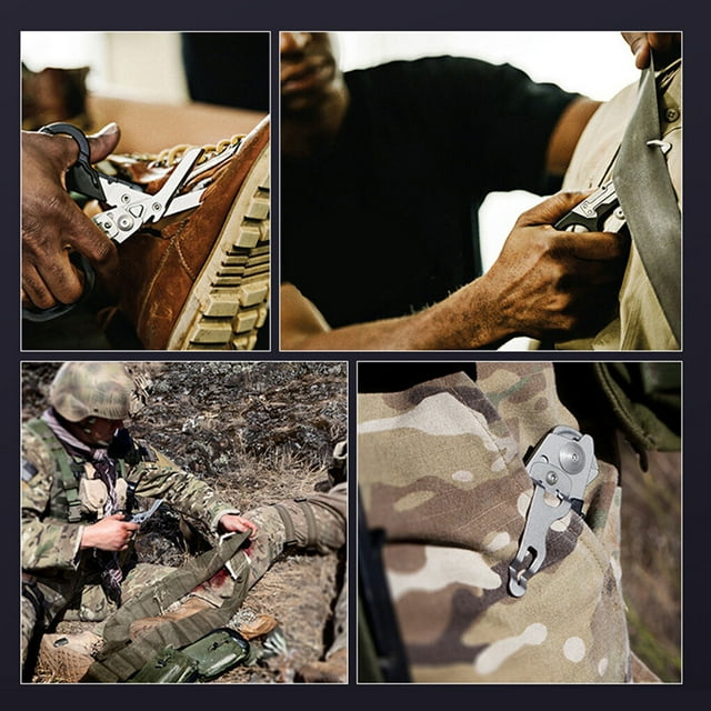 Ciseaux d'Urgence Multifonctions Pinces Pliantes Multi-Outils Portables Pinces d'Extérieur Outil de Survie Durable Résistant à l'Usure Marteau de Sécurité Noir K Gaine