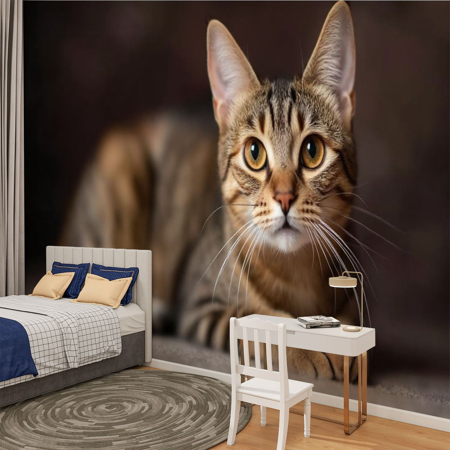 Peel and Stick Wallpaper Tabby Cat Animal Kitten Kitten Poster Cat Whiskers Expressive Eyes Modern Art Wall Mural Decor Self Adhesive and Removable 100in x 144in