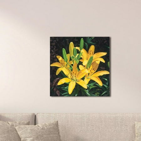 Lilies Oil Painting - August Grove 'Yellow Lilies' Oil Painting Print