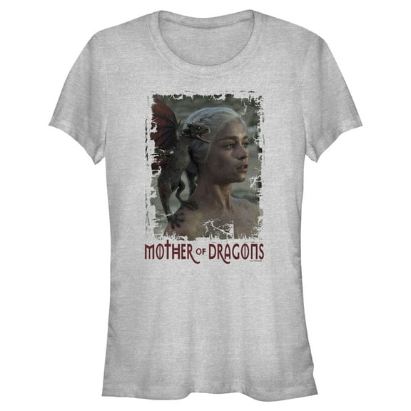 Junior's Game of Thrones Daenerys Mother of Dragons Photo  Graphic Tee Athletic Heather 2X Large