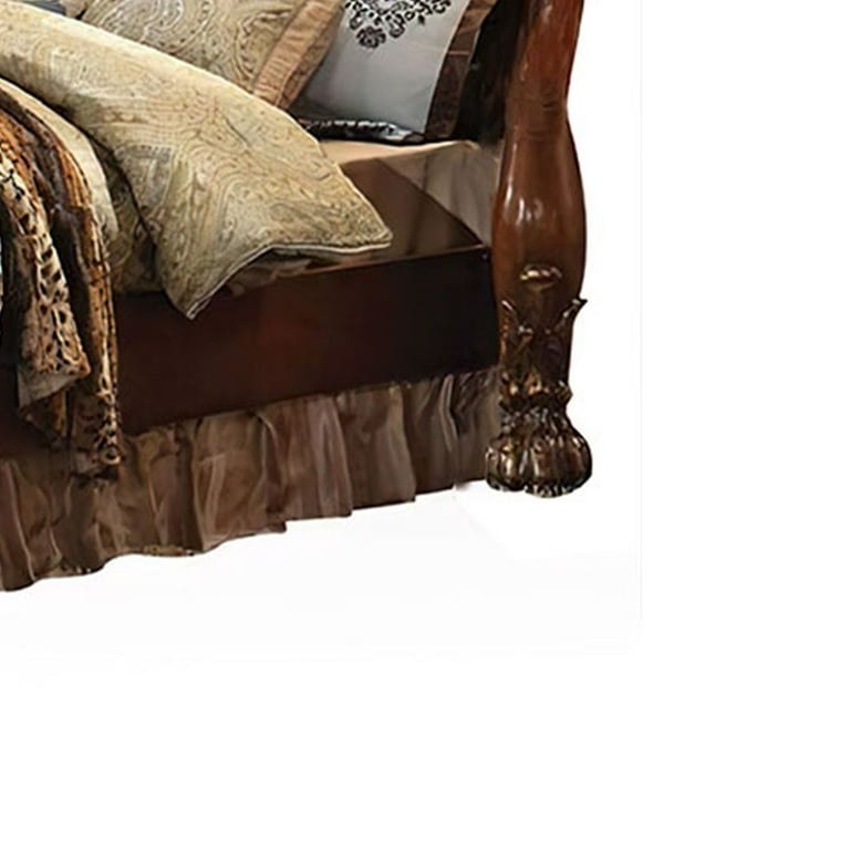 Acme Dresden Queen Bed, Synthetic Leather & Cherry Oak, All Age