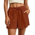 thumbnail image 2 of Xaqiouau Womens Casual Drawstring Shorts Elastic Waist Pull On Shorts with Pockets for Summer Lounging Casual Wear, 2 of 8