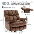 thumbnail image 4 of Alwalue Manual Oversized Recliner Chair Velvet Reclining Chairs Soft Overstuffed Arms and Back for Home Theater Living Room Bedroom - Brown, 4 of 8