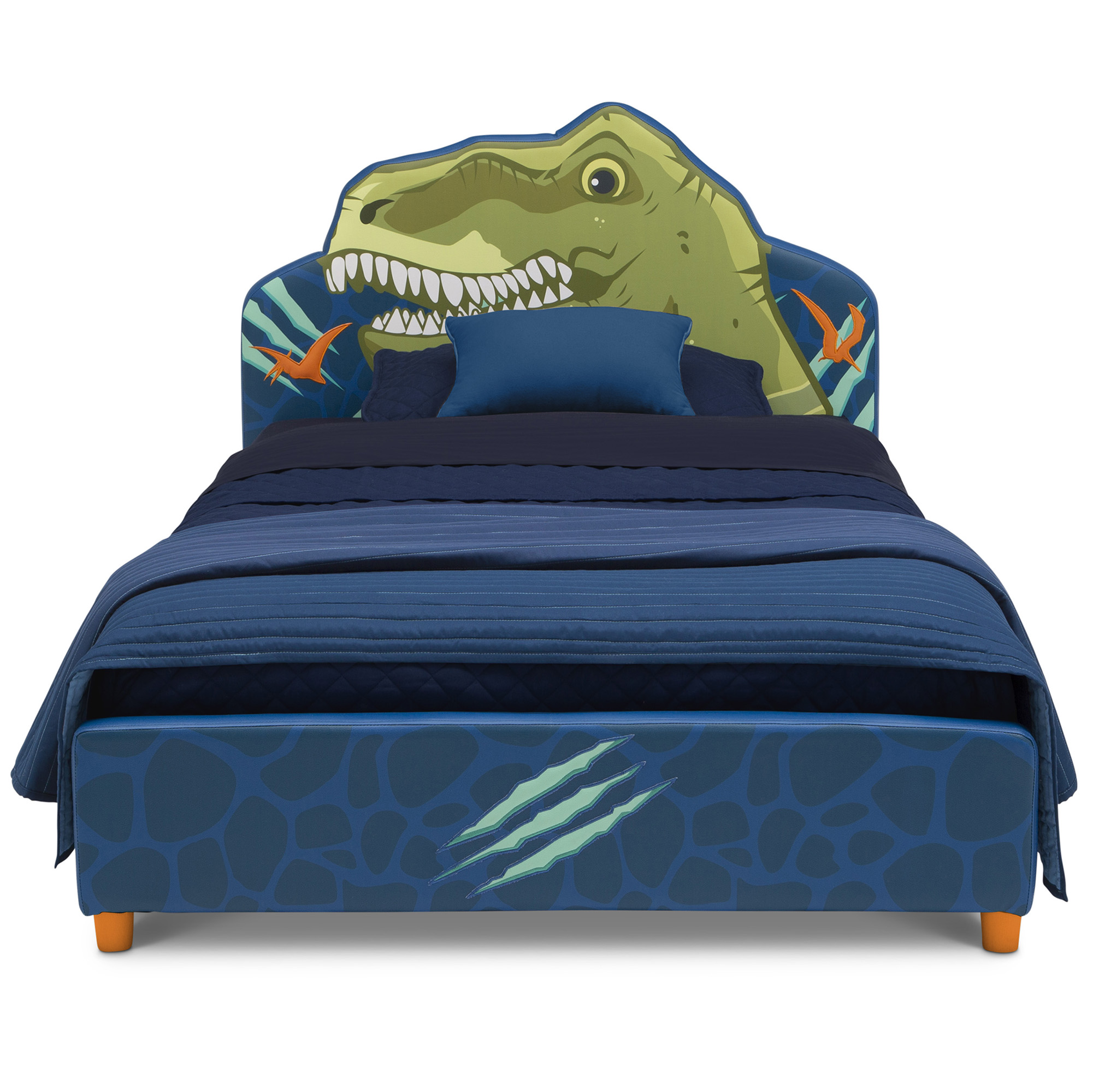 Delta Children Dinosaur Upholstered Twin Bed, Blue photo 4