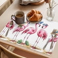 thumbnail image 3 of Placemat Set of 4 Watercolors Flamingo Placemats for Dining Table Beach Wave Washable Table Mats for Kitchen and Party Decor Indoor & Outdoor Use, 3 of 8