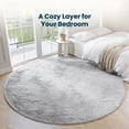 thumbnail image 3 of Sleep Zone Fluffy Round Shaggy Rug, Non Slip Soft Plush Carpet, Easy Clean Indoor Floor Mat, Gray 5ft Round, 3 of 8