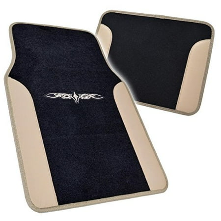 A Set of 4 Universal Fit Plush Carpet with Vinyl Trim Floor Mats For Cars / Trucks - Tribal Tan