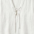 thumbnail image 4 of Yaoyar Men's Fashion Cotton Linen Shirts Half Sleeve V-Neck Drawstring Tie Front Yoga T-Shirt African Summer Beach Tops, 4 of 5