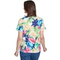 thumbnail image 2 of Alfred Dunner Womens Petite Tropical Leaf  Split Beaded Neck Top, 2 of 4