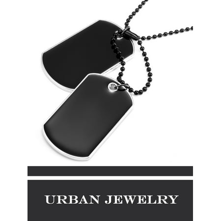 - Powerful Army Style Double Dog Tag 2pcs Pendant Mens Necklace, Biker Adjustable 27 inch Black Chain