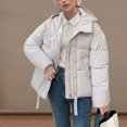 thumbnail image 3 of Gibobby Chamarra mujer invierno, Abrigos de plumón para mujer, con cuello alto, resistentes al agua, ligeros, chaquetas de parkas para mujer, chamarra de plumón(Blanco,G), 3 of 5